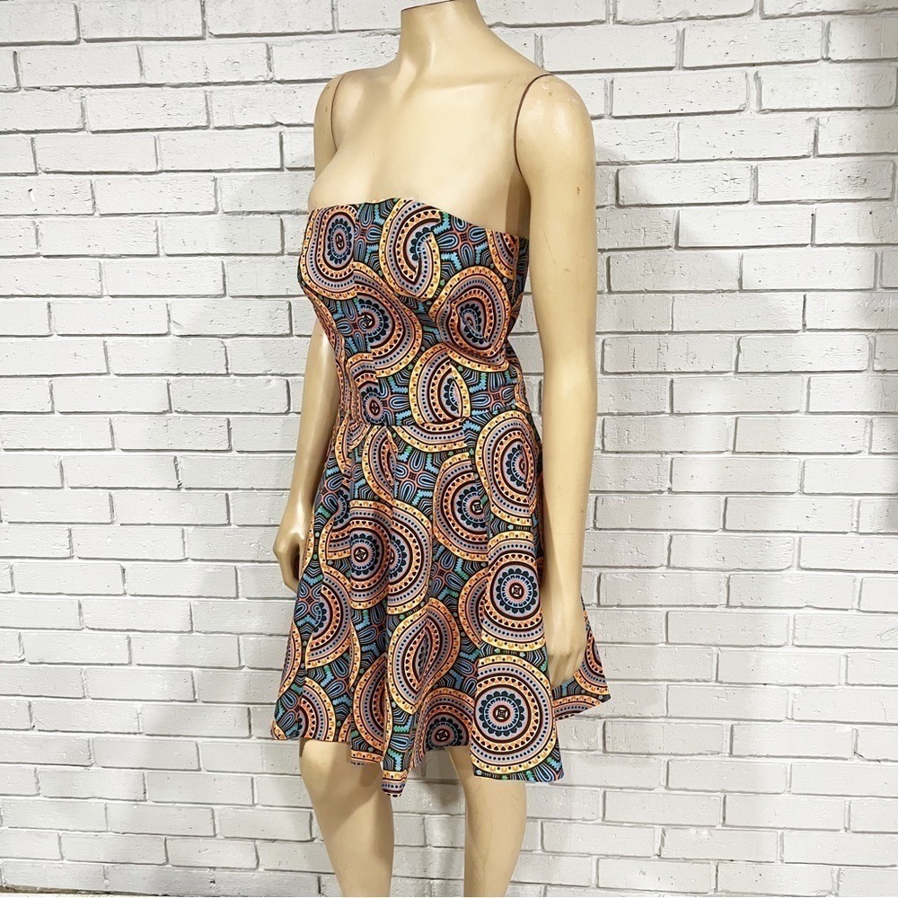Kahindo x Anthropologie Blue Geometric African Print Strapless Mini Dress NWT XL